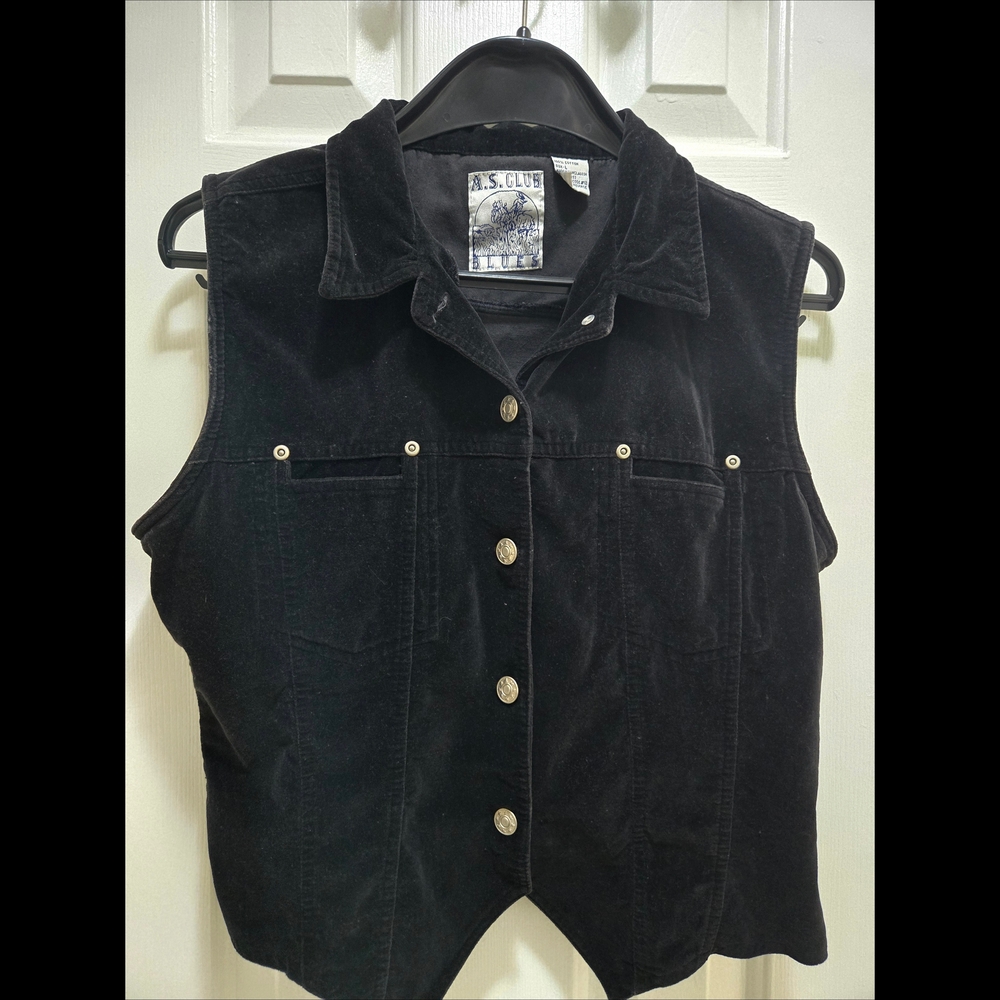 Women's Black Corduroy Button-Front Vest